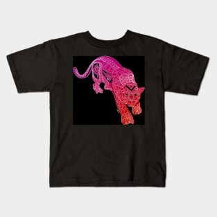 red tiger ecopop crimson pattern art Kids T-Shirt